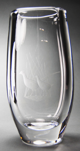 Orrefors, vase pair of pheasant